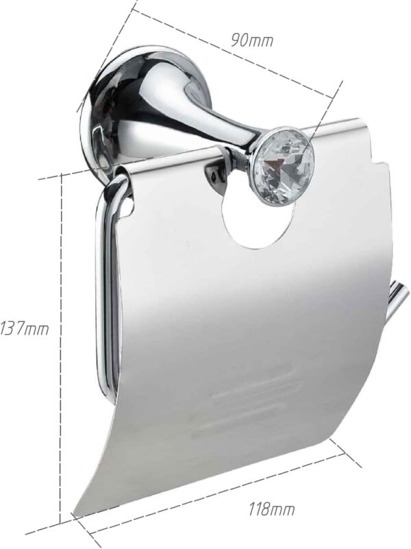 EagleWiz Diamante Toilet Tissue Roll Holder Chrome Finish Wall holder With General Wall Fittings - Image 3