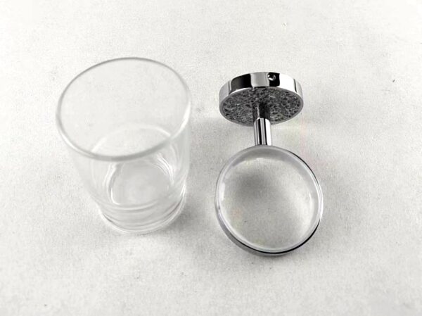 EagleWiz Silver Crushed Glass Tumbler Toothbrush Holder TExcellent Finish With General Wall Fittings - Image 4